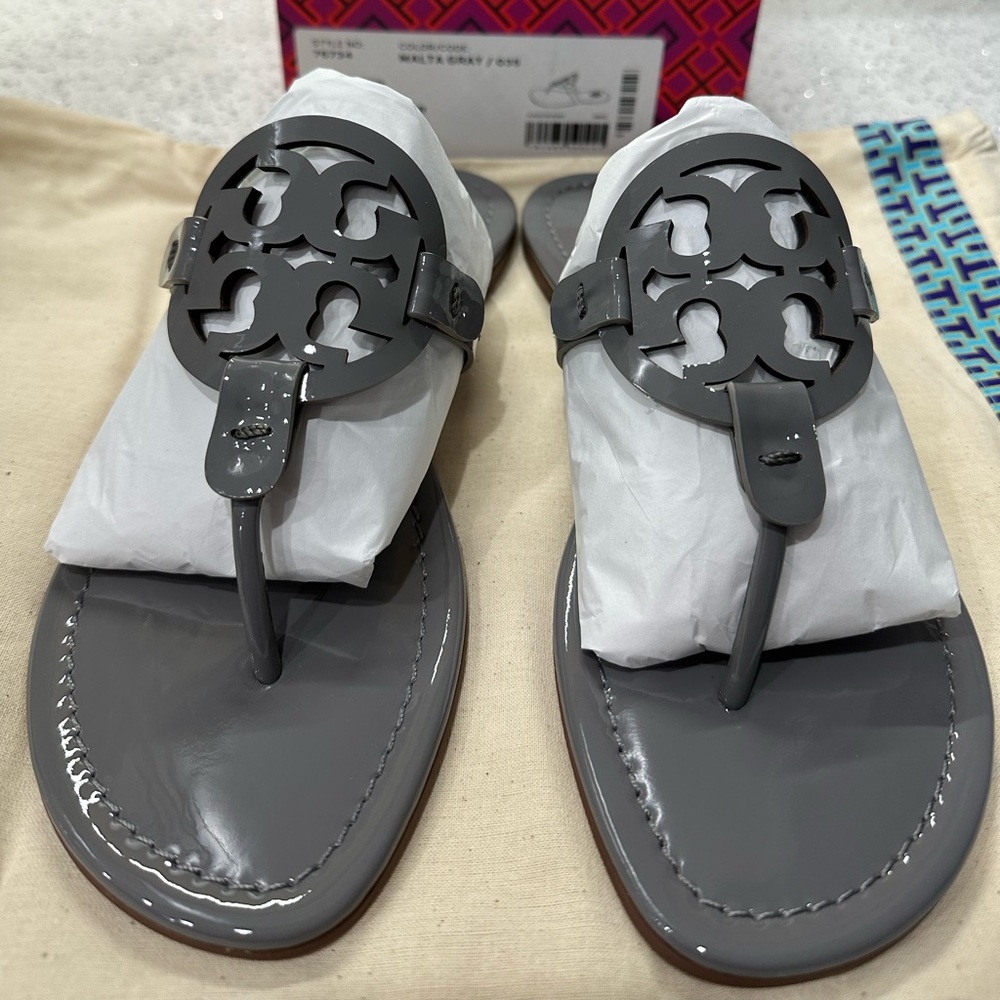 Tory Burch Miller Patent Malta Gray NWT